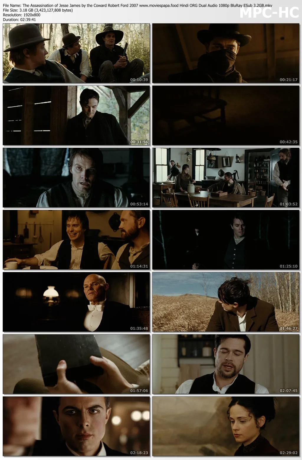 The Assassination of Jesse James by the Coward Robert Ford 2007 Hindi ORG Dual Audio 1080p | 720p | 480p BluRay ESub Download