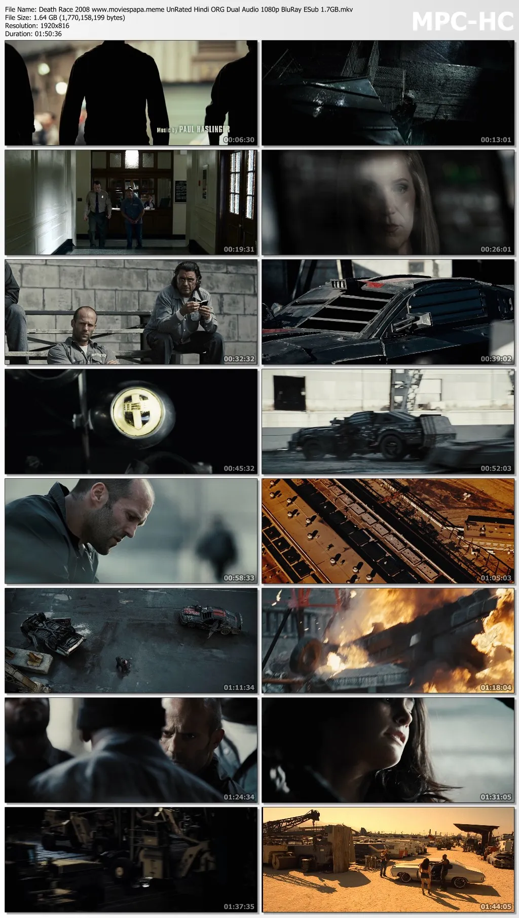 Death Race 2008 Hindi ORG Dual Audio 1080p | 720p | 480p BluRay ESub Download