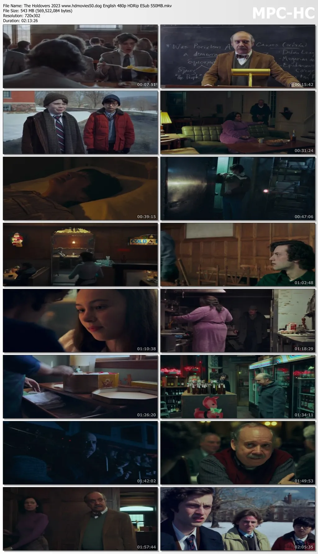 The Holdovers 2023 English 480p HDRip ESub 550MB Download