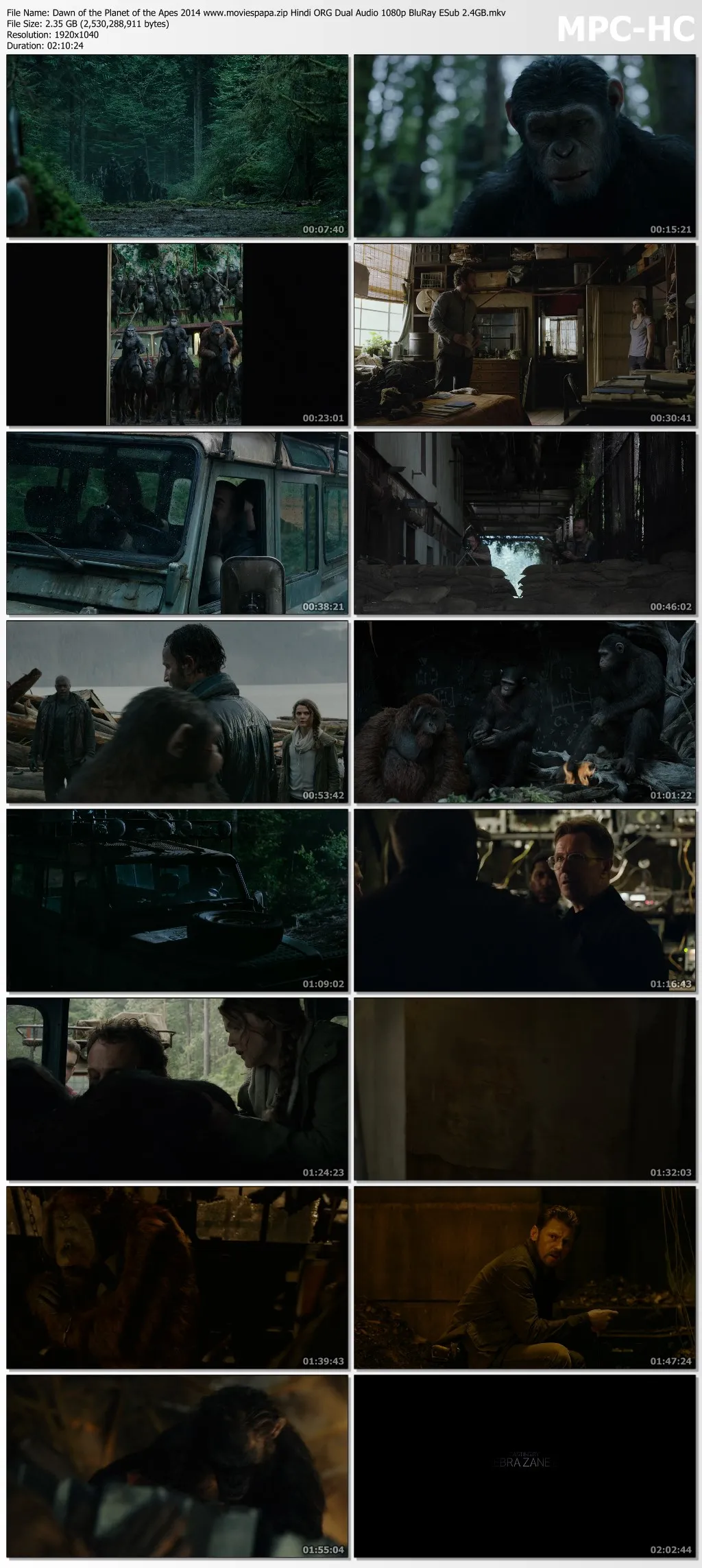 Dawn of the Planet of the Apes 2014 Hindi ORG Dual Audio 1080p | 720p | 480p BluRay ESub 