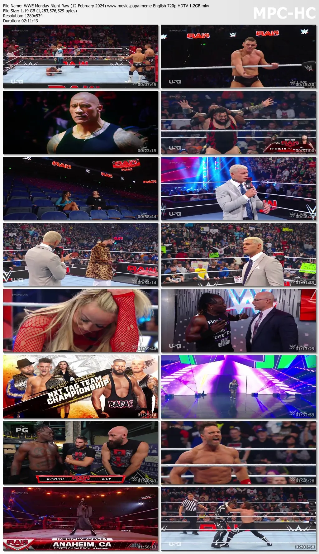 WWE Monday Night Raw (12 February 2024) English 720p HDTV 1.2GB | 500MB Download