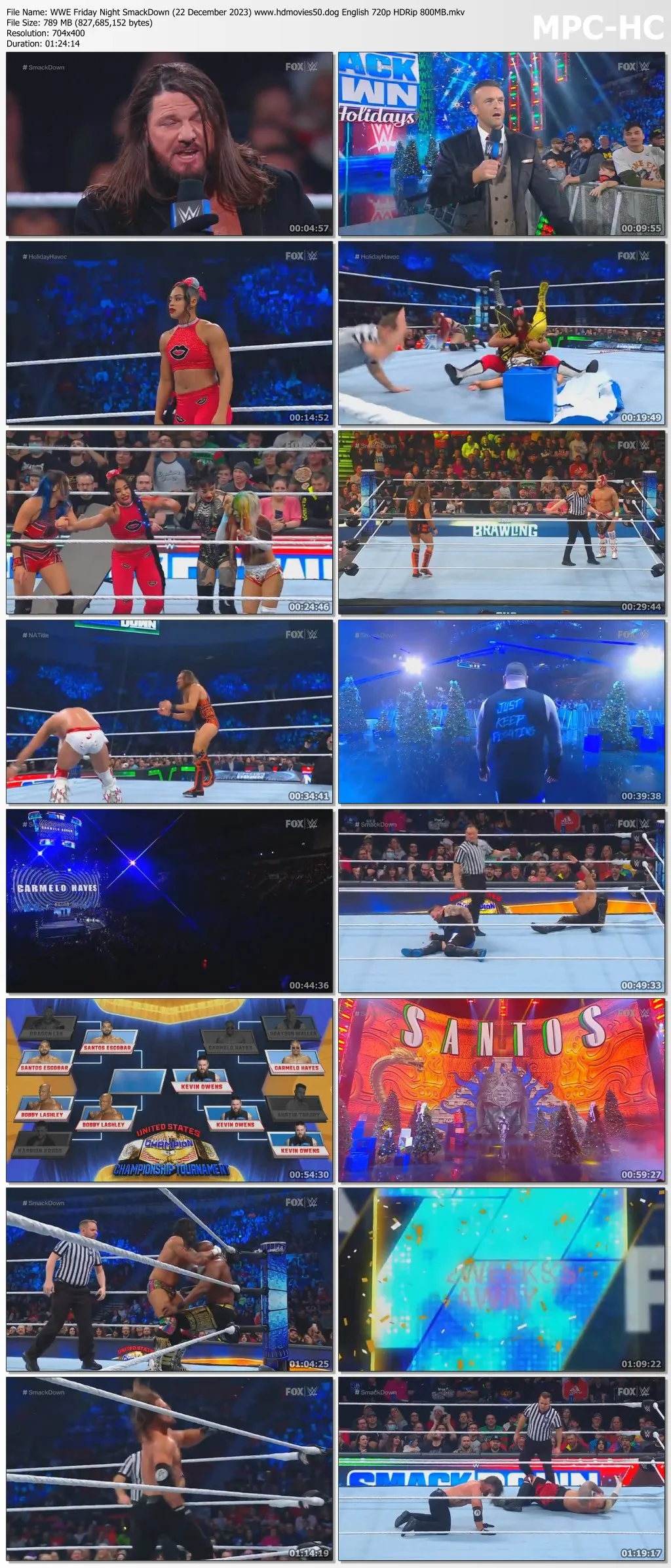 WWE Friday Night SmackDown (22 December 2023) English 720p HDRip 800MB | 350MB D