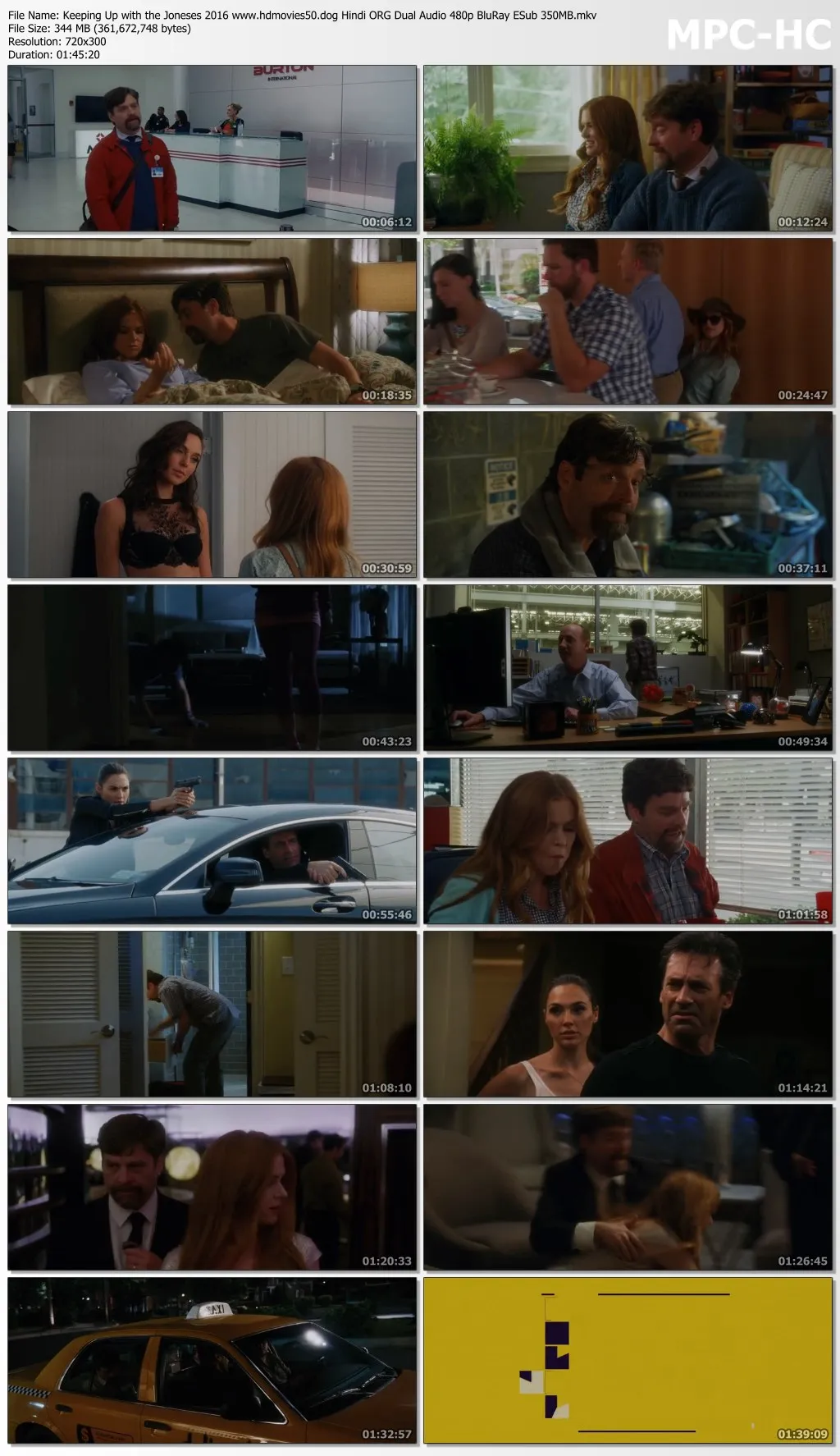 Keeping Up with the Joneses 2016 Hindi ORG Dual Audio 720p BluRay ESub 950MB Download