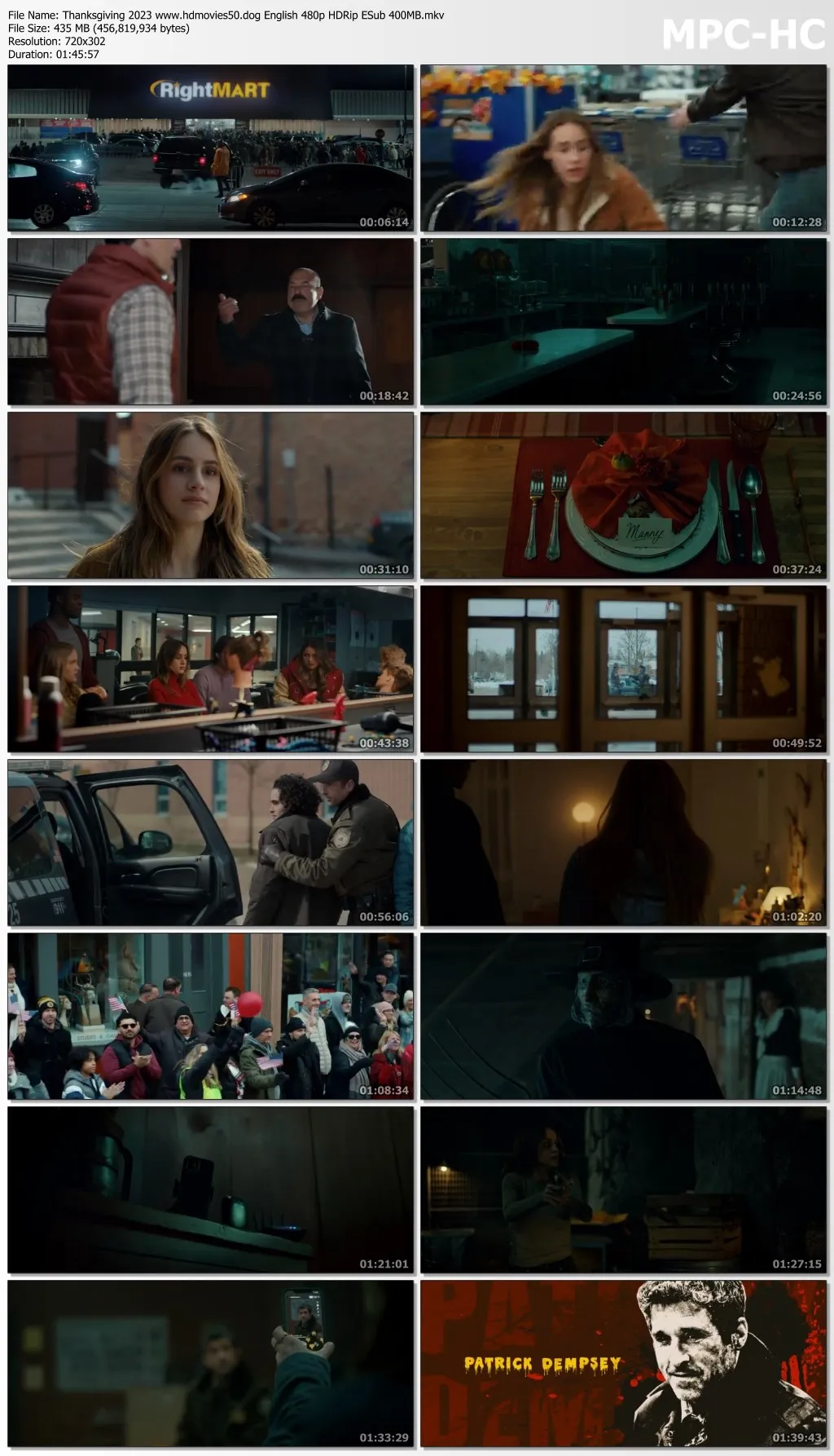 Thanksgiving 2023 English 480p HDRip ESub 400MB Download