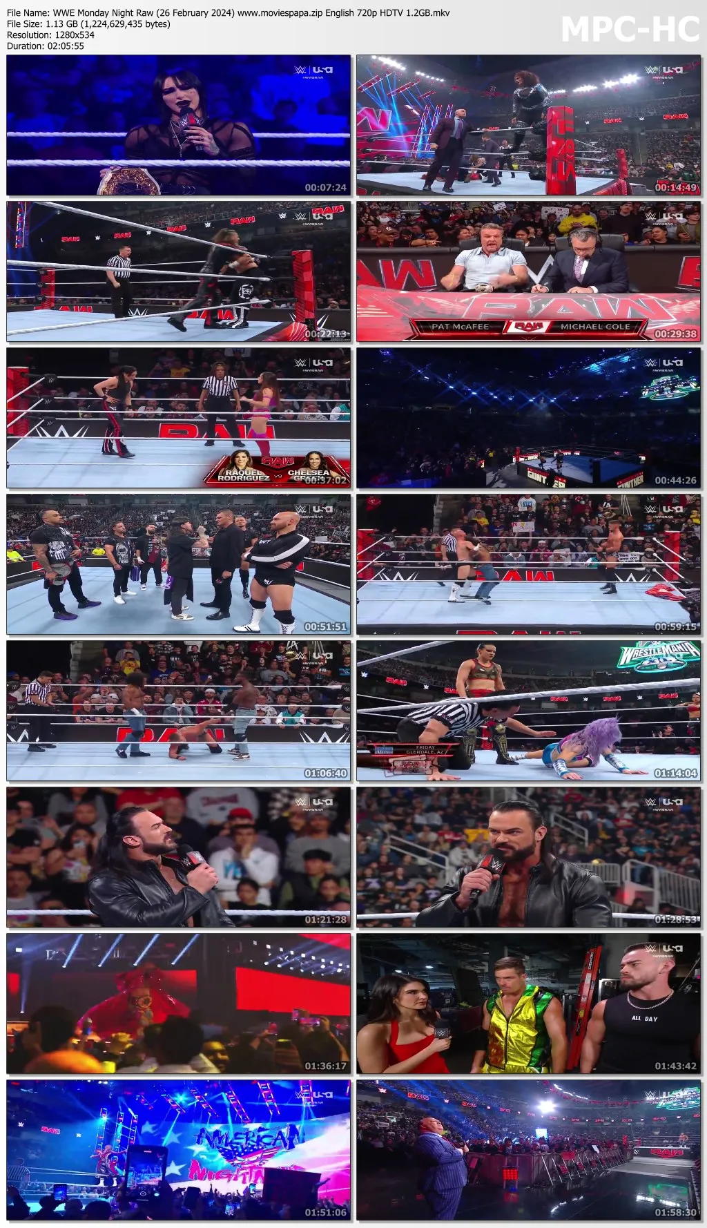 WWE Monday Night Raw (26 February 2024) English 720p HDTV 1.2GB | 500MB Download