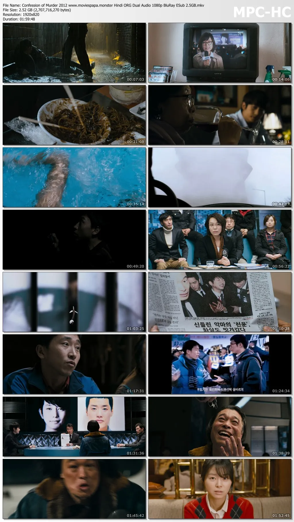 Confession of Murder 2012 Hindi ORG Dual Audio 1080p | 720p | 480p BluRay ESub Download