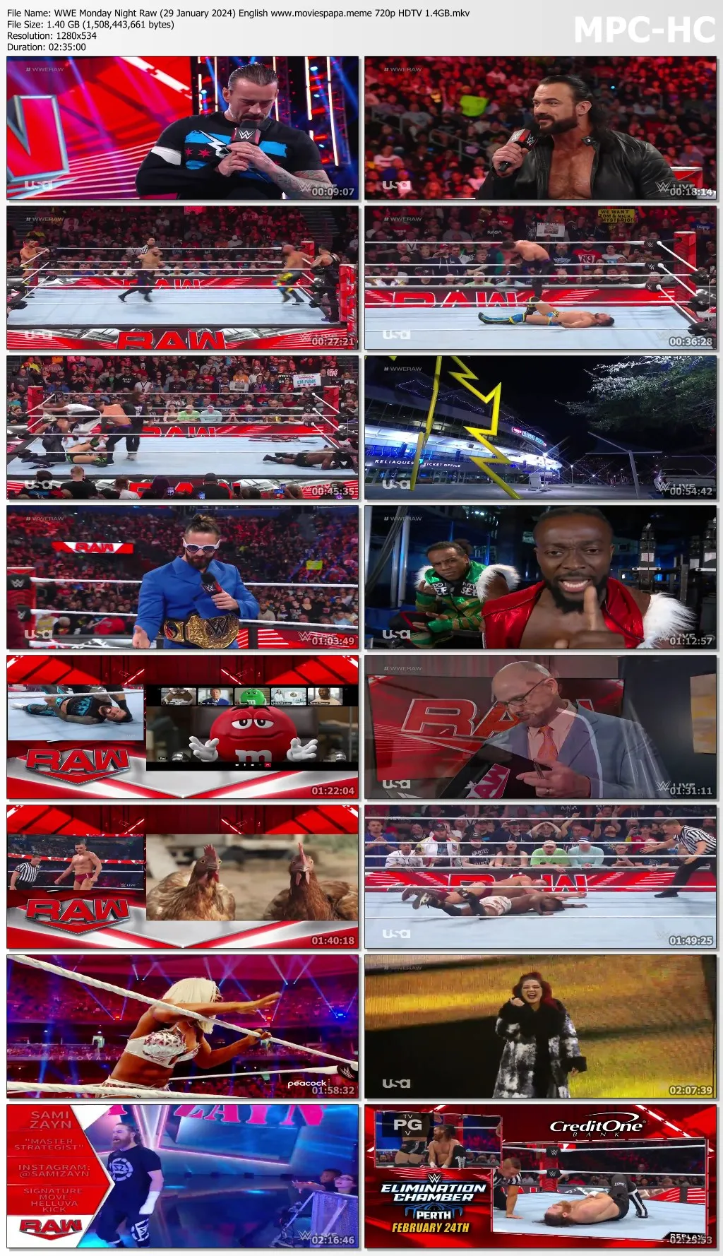 WWE Monday Night Raw (29 January 2024) English 720p HDTV 1.4GB | 600MB Download