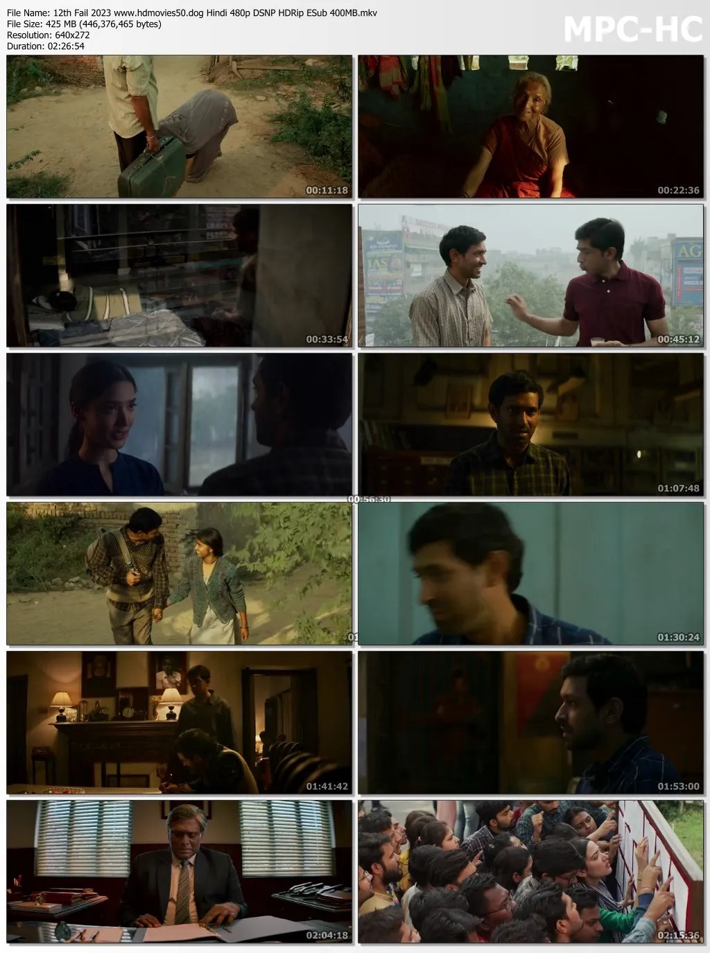 12th Fail 2023 Hindi 720p DSNP HDRip ESub 1.3GB Download