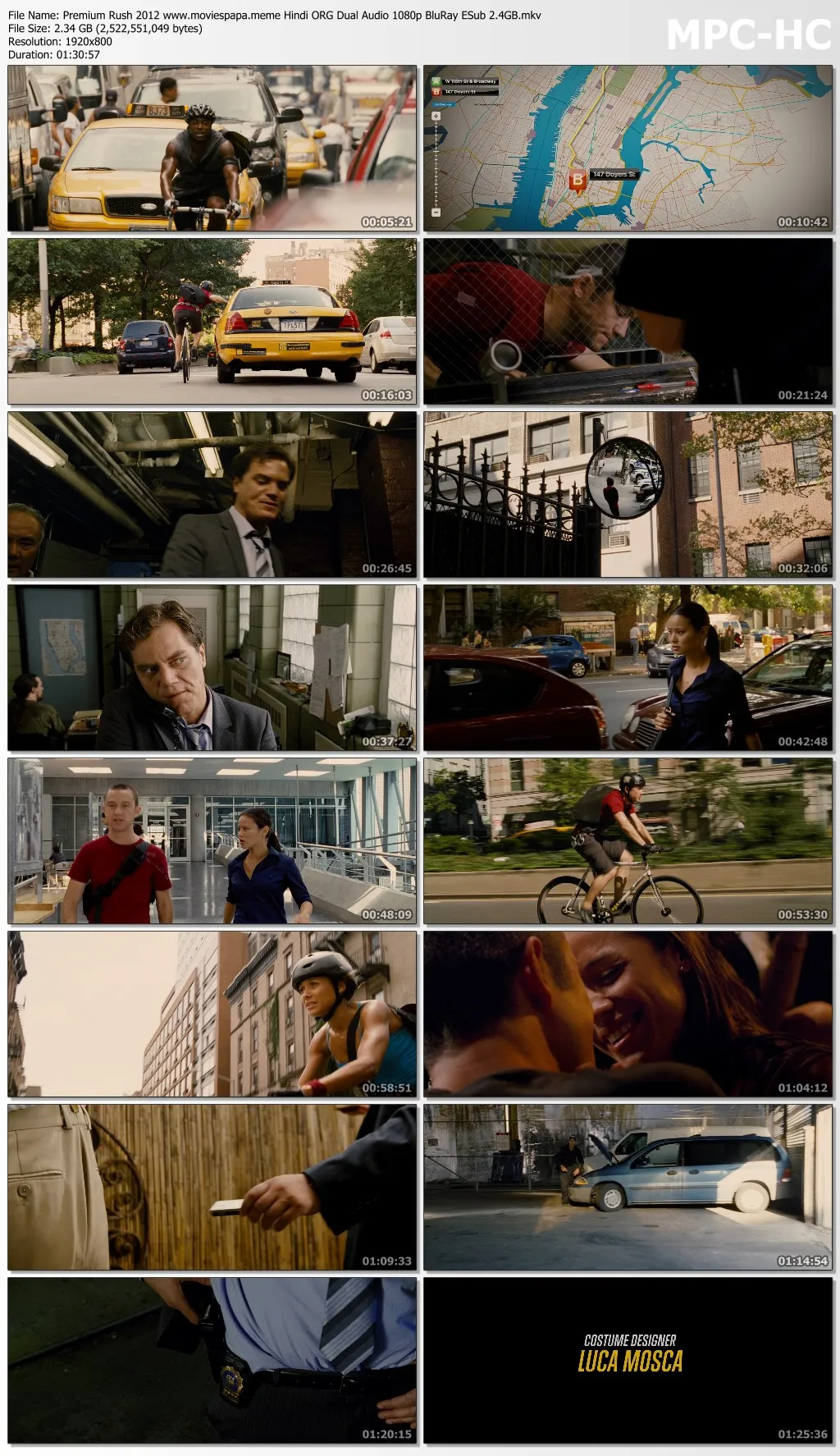 Premium Rush 2012 Hindi ORG Dual Audio 1080p | 720p | 480p BluRay ESub Download