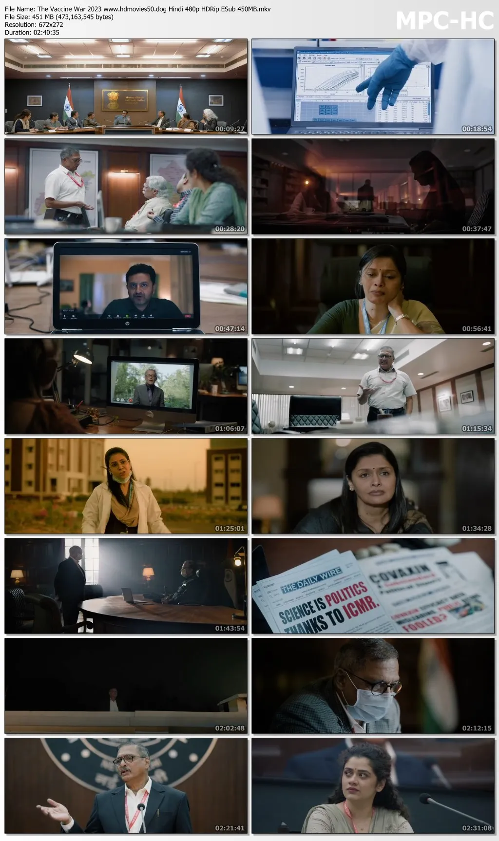 The Vaccine War 2023 Hindi 480p HDRip ESub 450MB Download