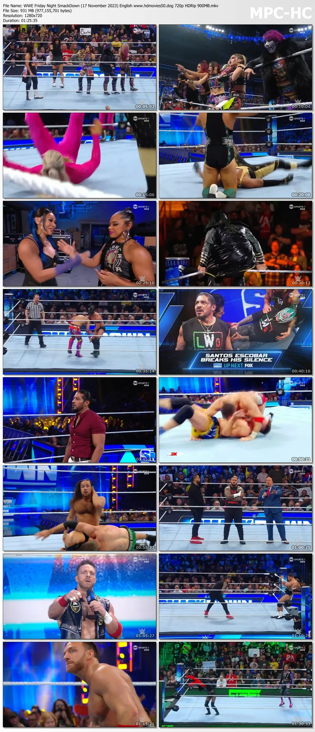 WWE Friday Night SmackDown (17 November 2023) English 720p HDRip 900MB | 350MB Do