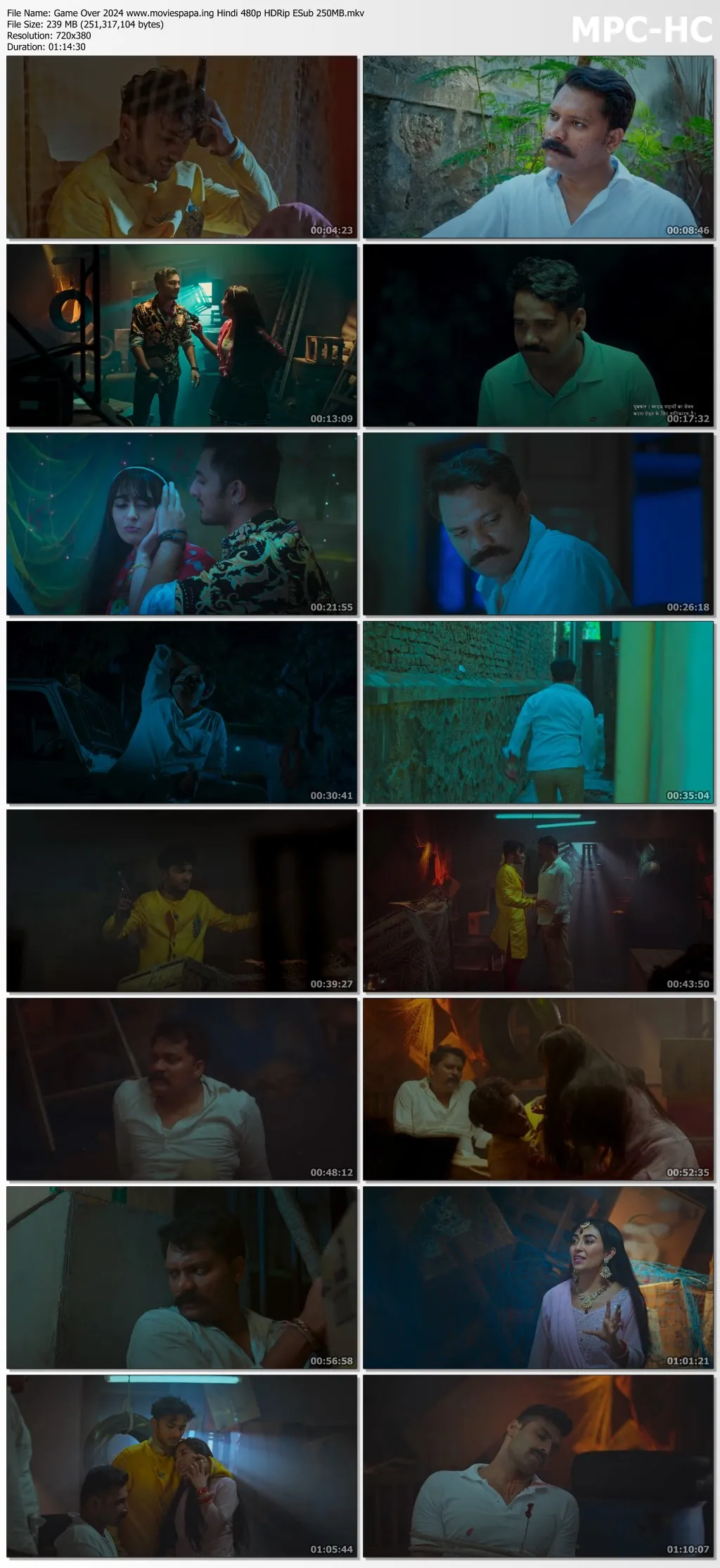 Game Over 2024 Hindi 480p HDRip ESub 250MB Download