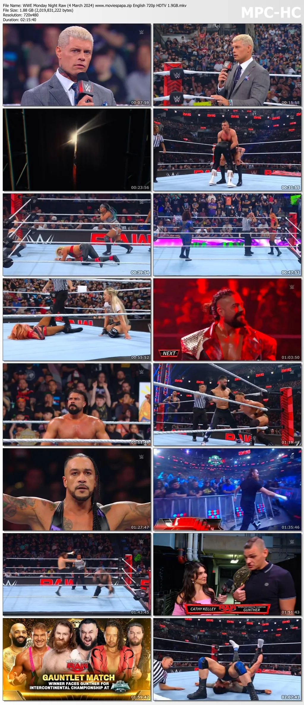 WWE Monday Night Raw (4 March 2024) English 720p HDTV 1.9GB | 500MB Download