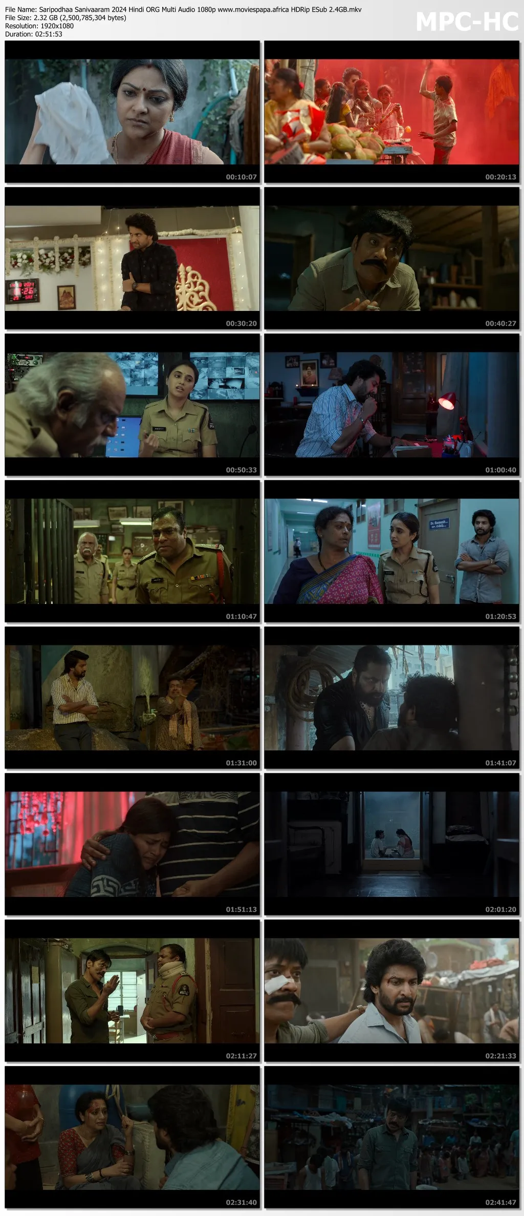 Saripodhaa Sanivaaram 2024 Hindi ORG Multi Audio 1080p | 720p | 480p