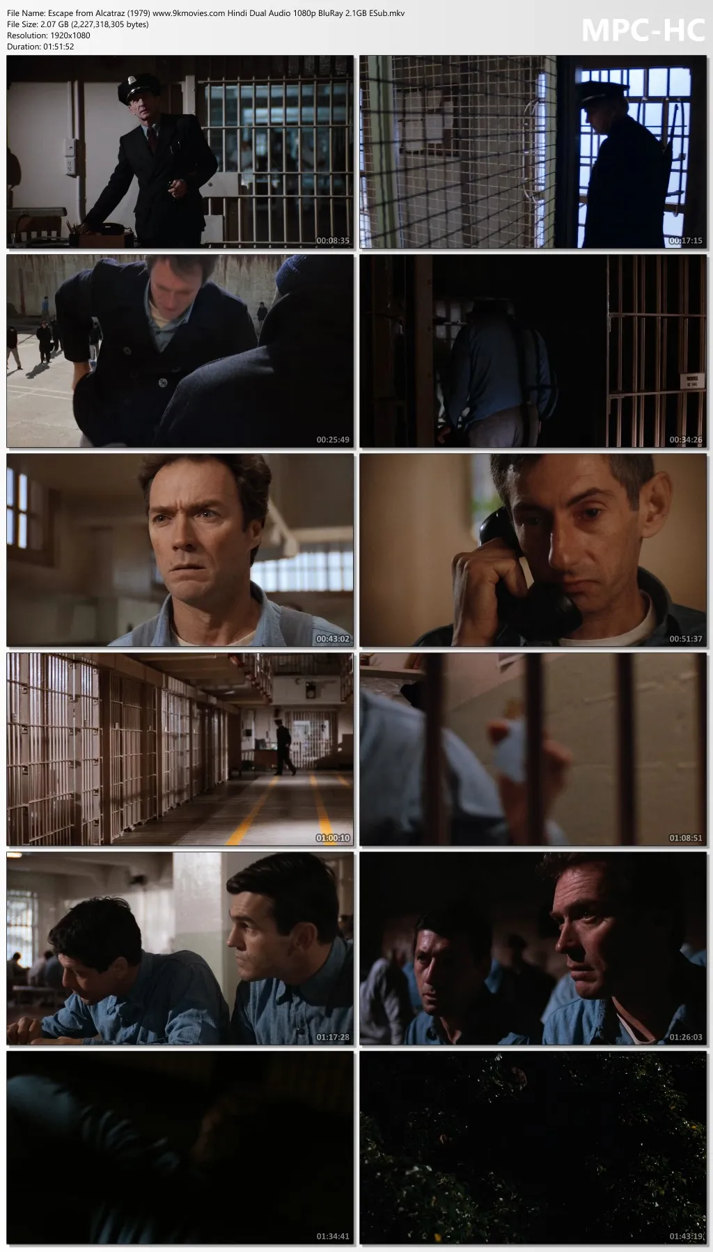 Escape from Alcatraz 1979 Hindi Dual Audio 1080p | 720p | 480p BluRay ESub Download