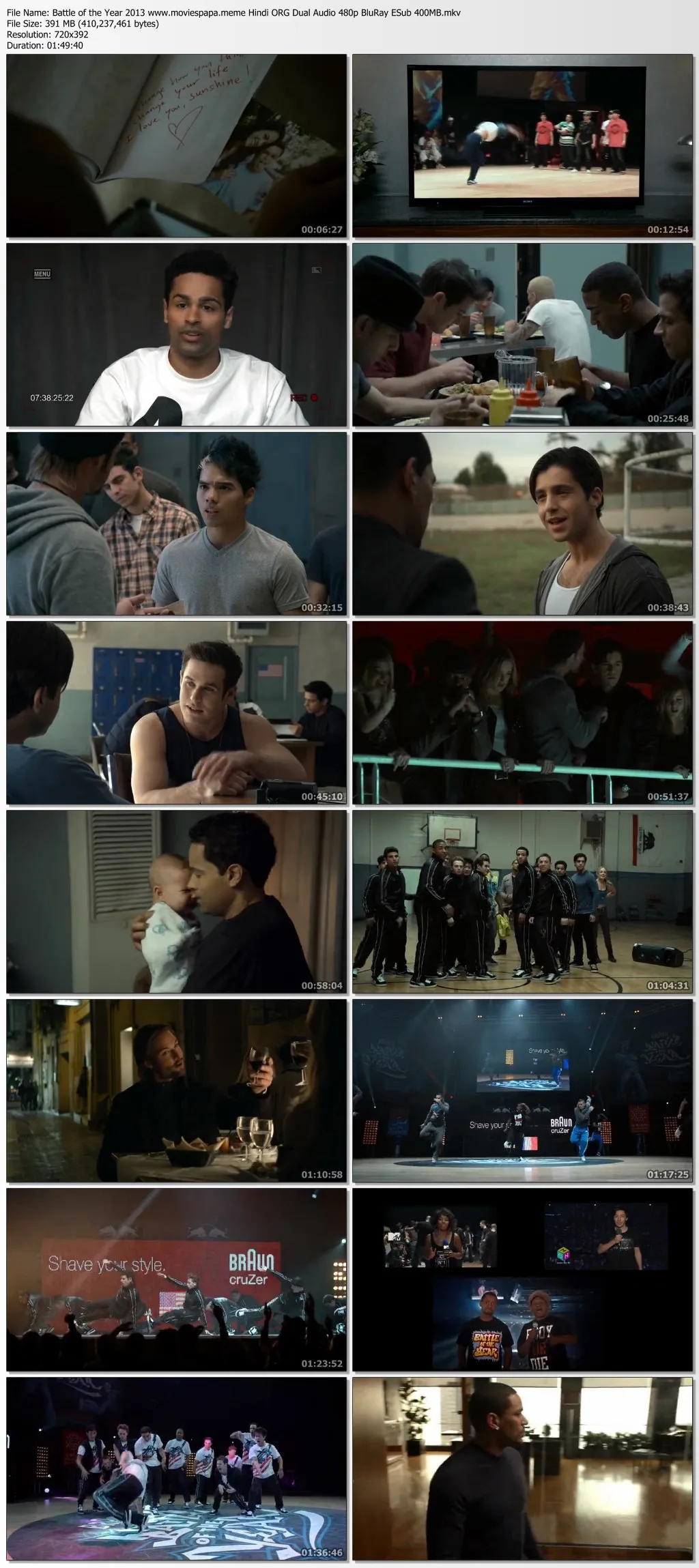 Battle of the Year 2013 Hindi ORG Dual Audio 480p BluRay ESub 400MB Download