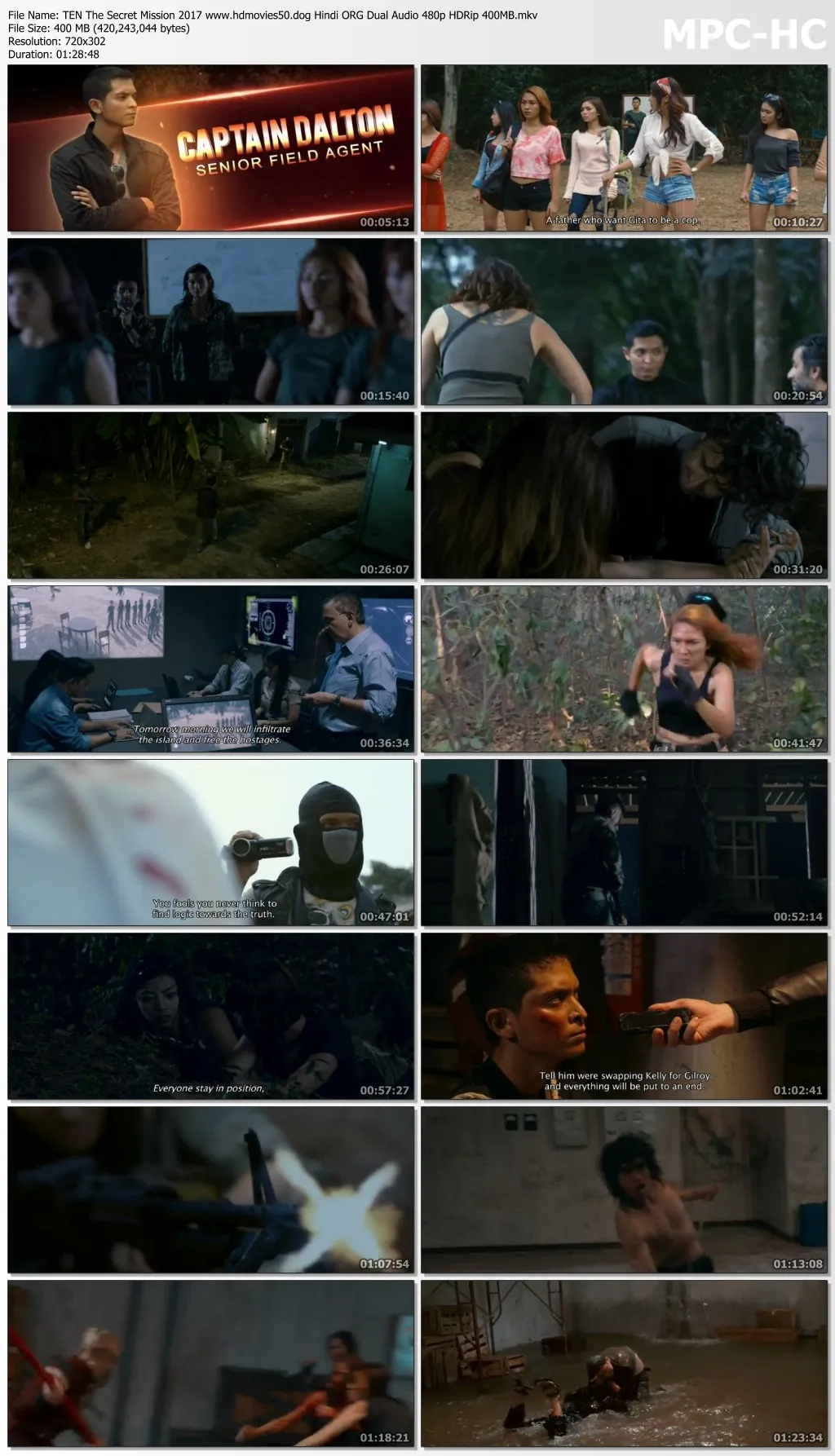 TEN The Secret Mission 2017 Hindi ORG Dual Audio 480p HDRip 400MB Download