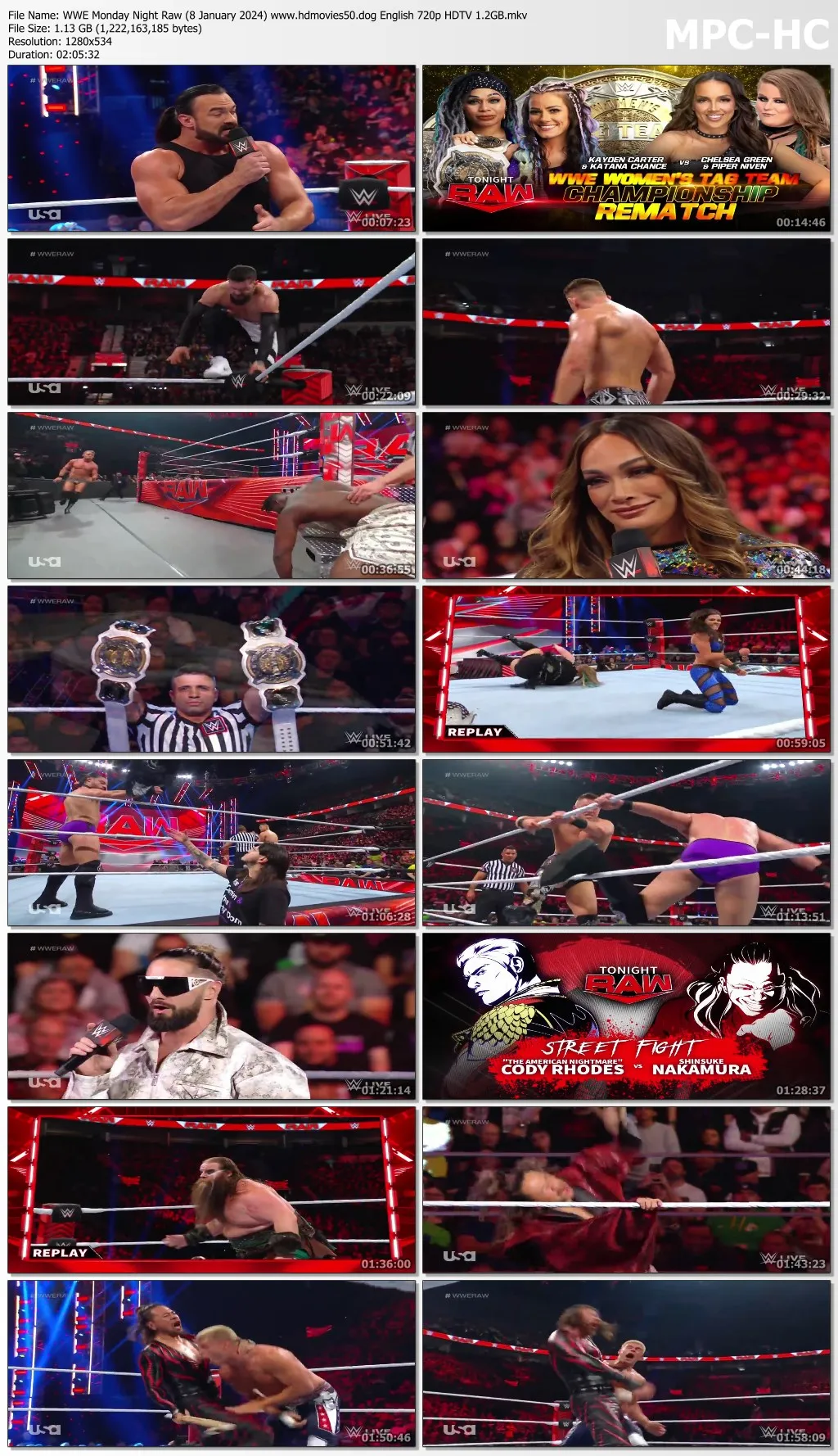 WWE Monday Night Raw (8 January 2024) English 720p HDTV 1.2GB | 500MB Download