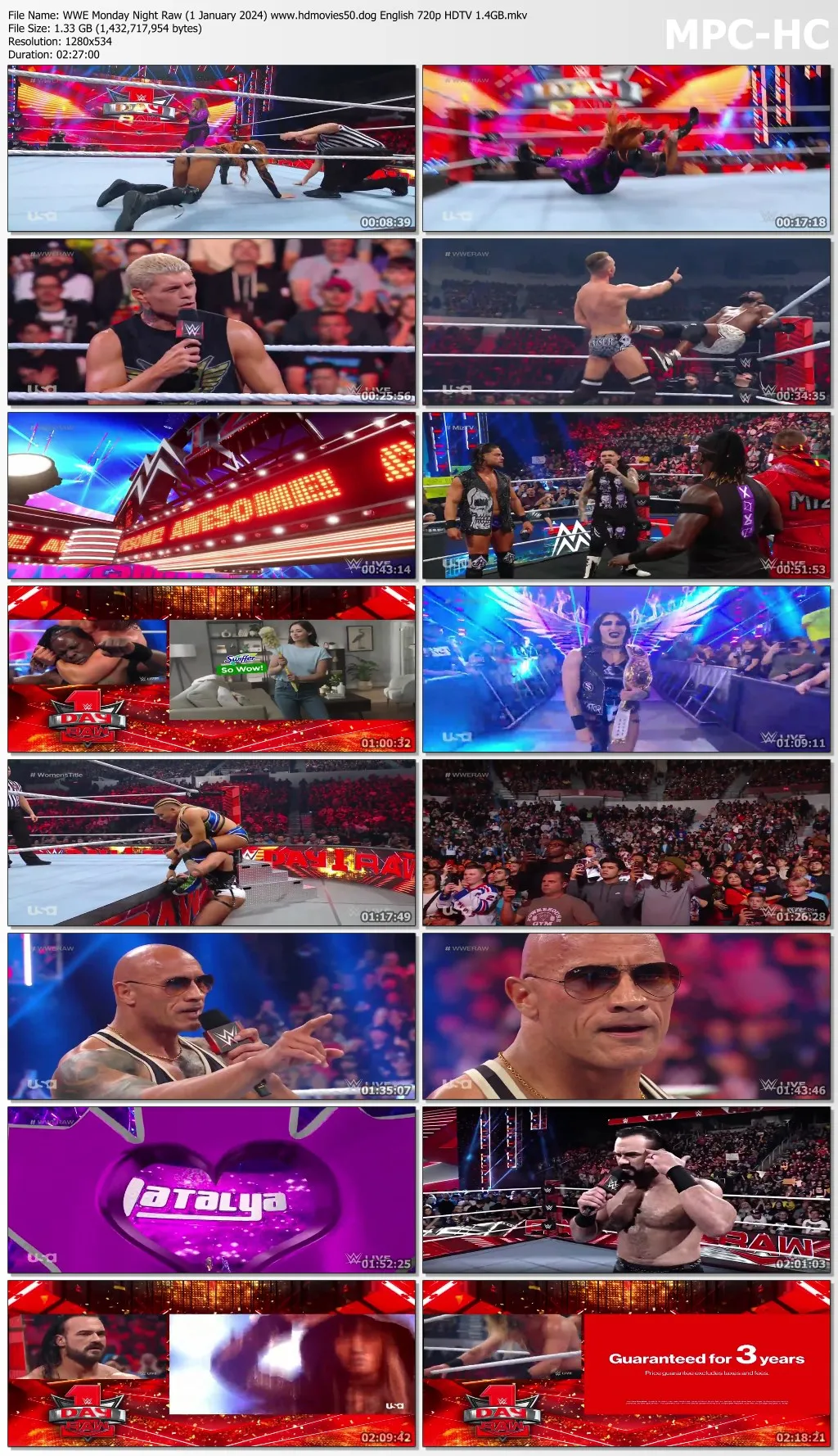 WWE Monday Night Raw (1 January 2024) English 720p HDTV 1.4GB | 600MB Download