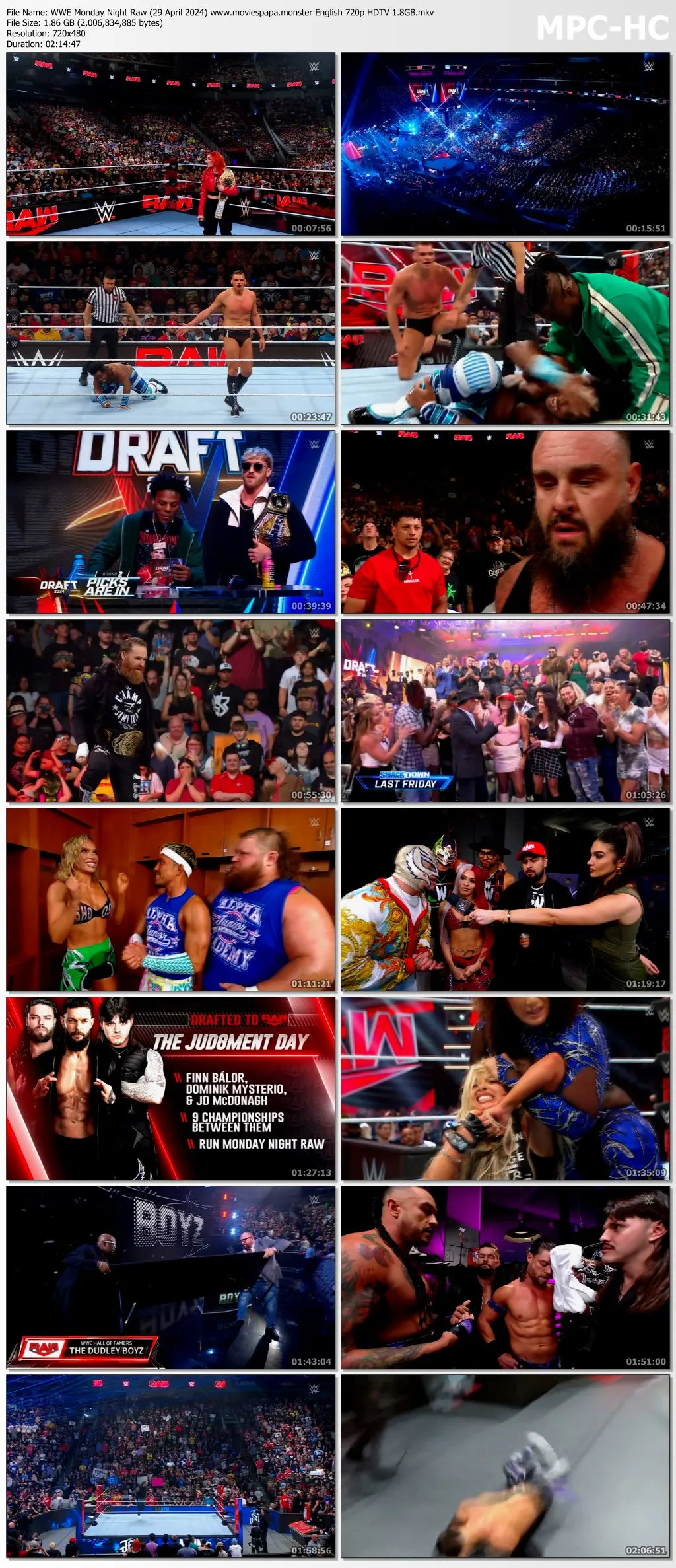 WWE Monday Night Raw (29 April 2024) English 720p HDTV 1.8GB | 500MB Download