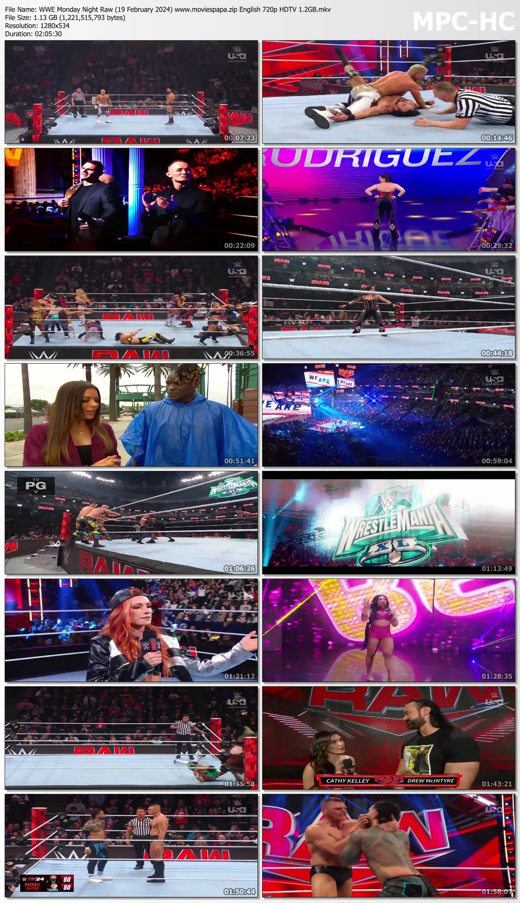 WWE Monday Night Raw (19 February 2024) English 720p HDTV 1.2GB | 500MB Download