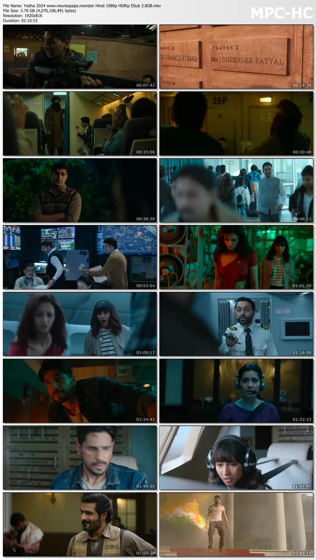 Yodha 2024 Hindi 1080p | 720p | 480p HDRip ESub Download