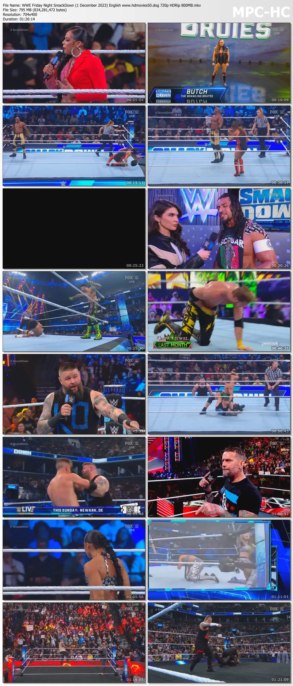 WWE Friday Night SmackDown (1 December 2023) English 720p HDRip 800MB | 350MB Download