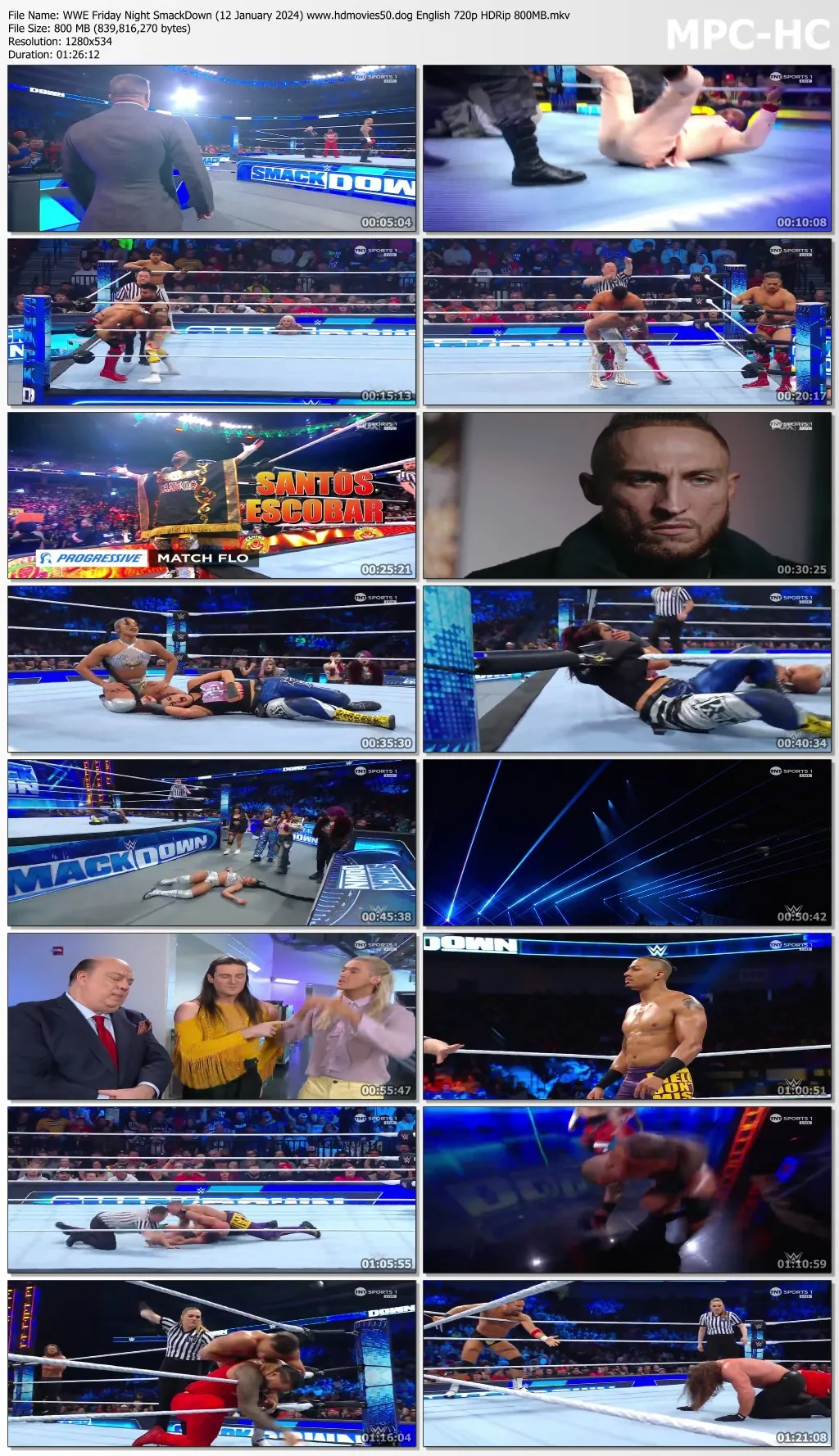 WWE Friday Night SmackDown (12 January 2024) English 720p HDRip 800MB | 350MB Dow