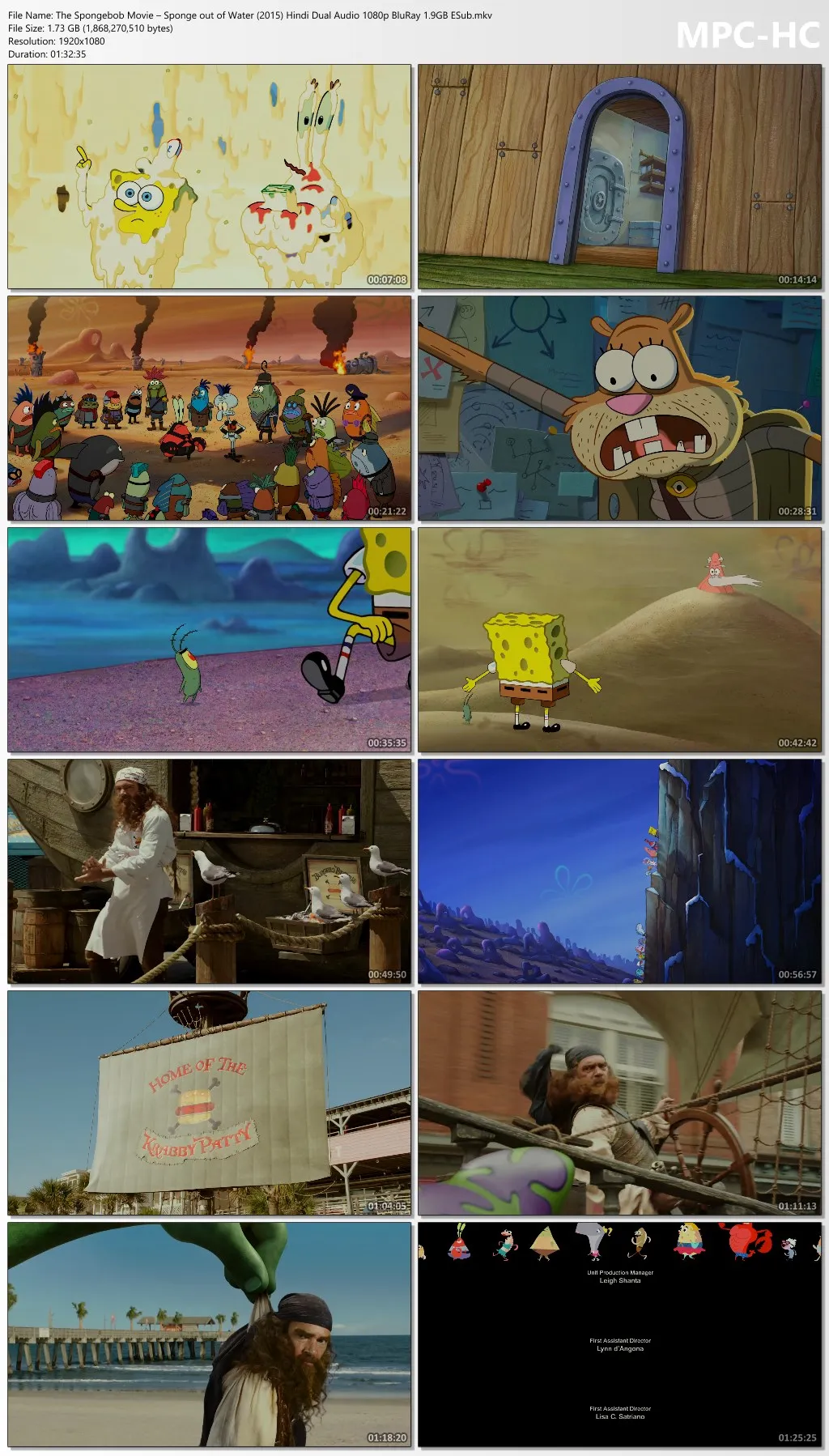 The Spongebob Movie Sponge out of Water 2015 Hindi Dual Audio 1080p | 720p | 480p BluRay ESub Download