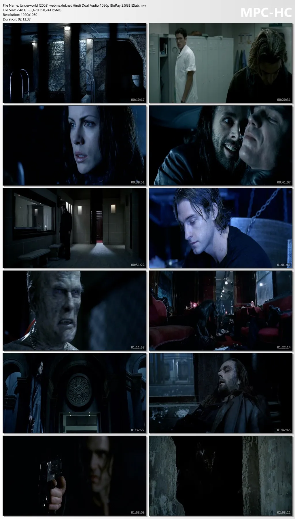 Underworld 2003 Hindi Dual Audio 1080p | 720p | 480p BluRay ESub Download