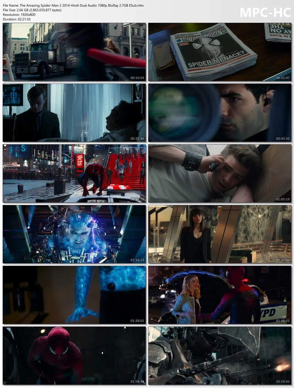 The Amazing Spider Man 2 2014 Hindi Dual Audio 1080p | 720p | 480p BluRay ESub Download