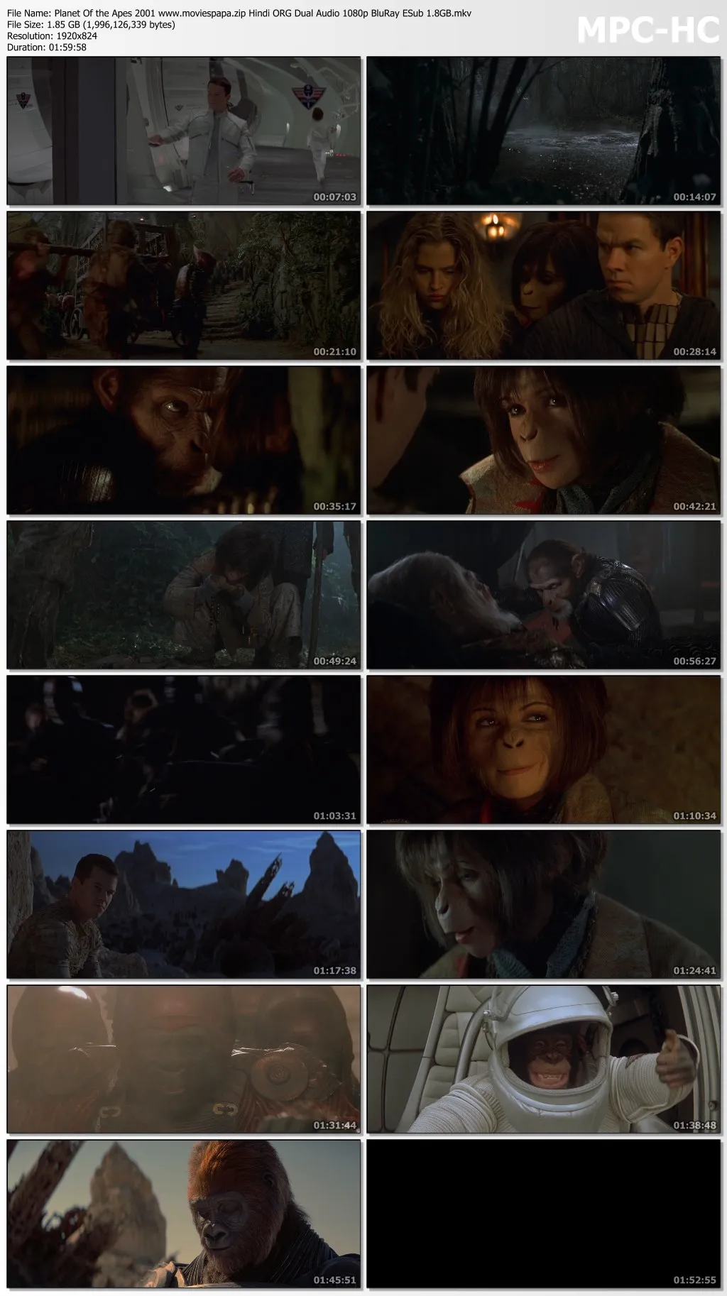 Planet Of the Apes 2001 Hindi ORG Dual Audio 1080p | 720p | 480p BluRay ESub Download