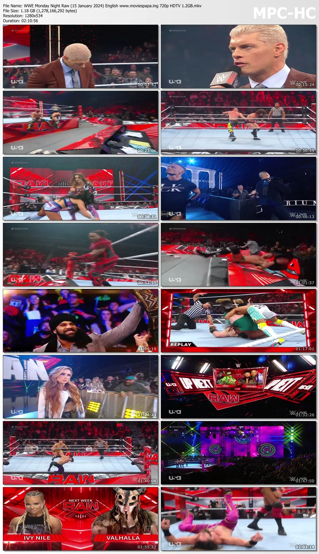 WWE Monday Night Raw (15 January 2024) English 720p HDTV 1.2GB | 600MB Download