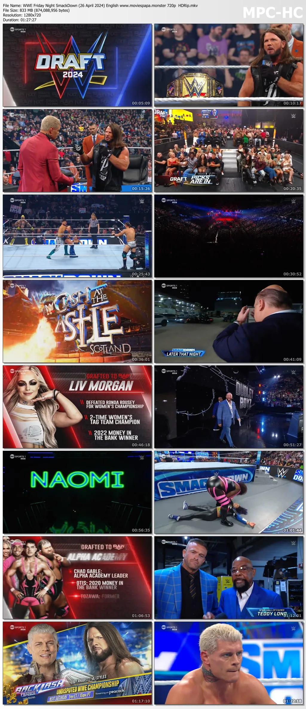 WWE Friday Night SmackDown (26 April 2024) English 720p | 480p HDRip Download