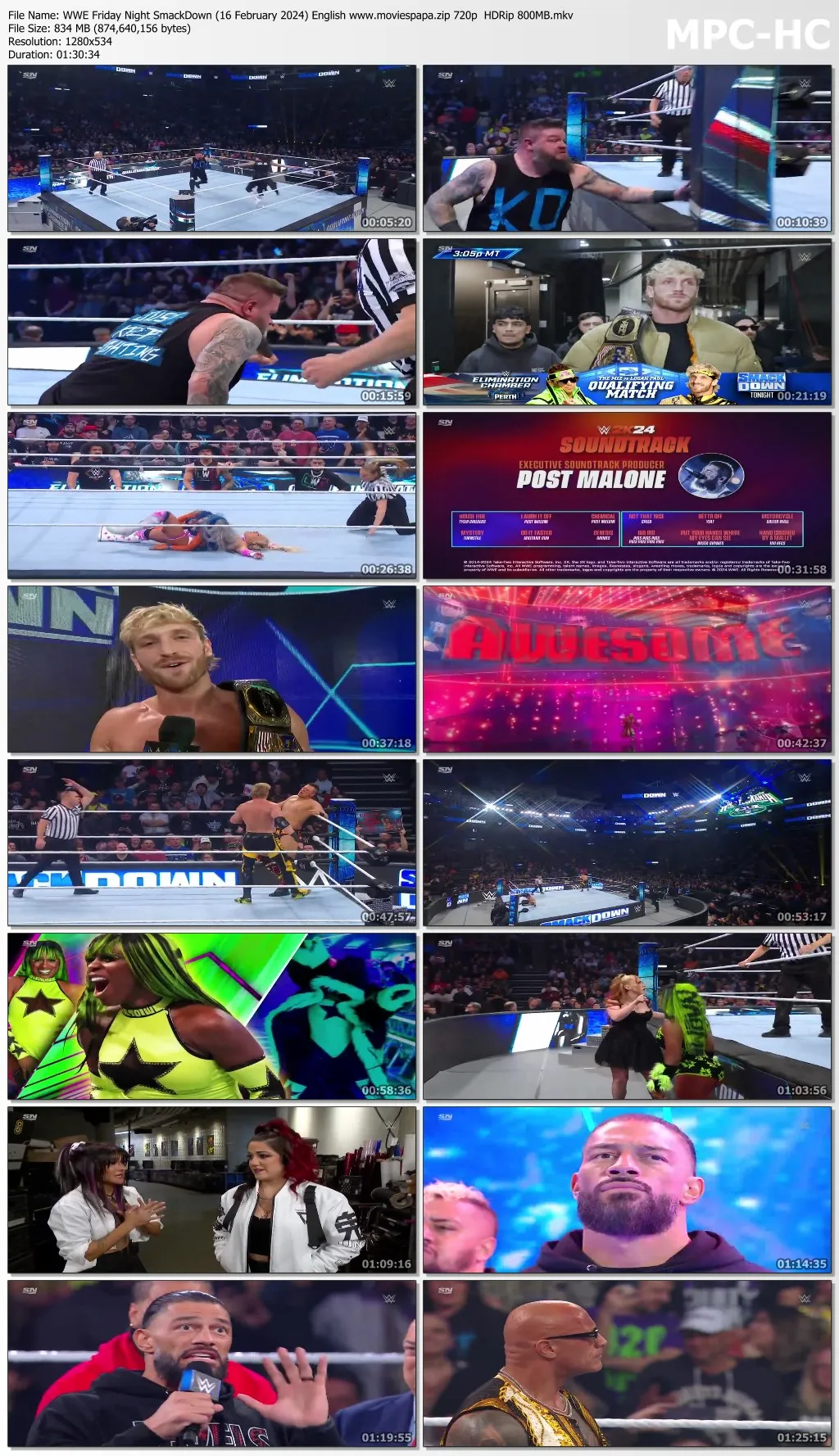 WWE Friday Night SmackDown (16 February 2024) English 720p | 480p HDRip Download